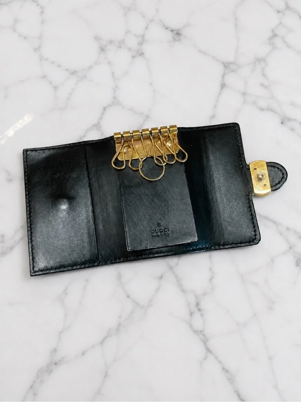 Gucci Black GG Guccissima 6-Key Holder / Key Case with Gold Hardware - Picture 3 of 5